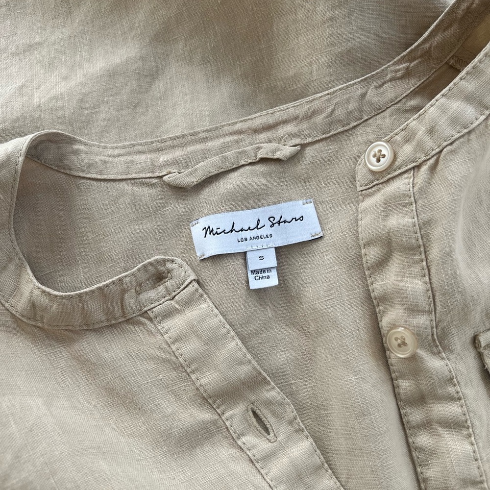 Michael Stars Button-Down Brady Dress in Natural Beige Size Small - Picture 2 of 13